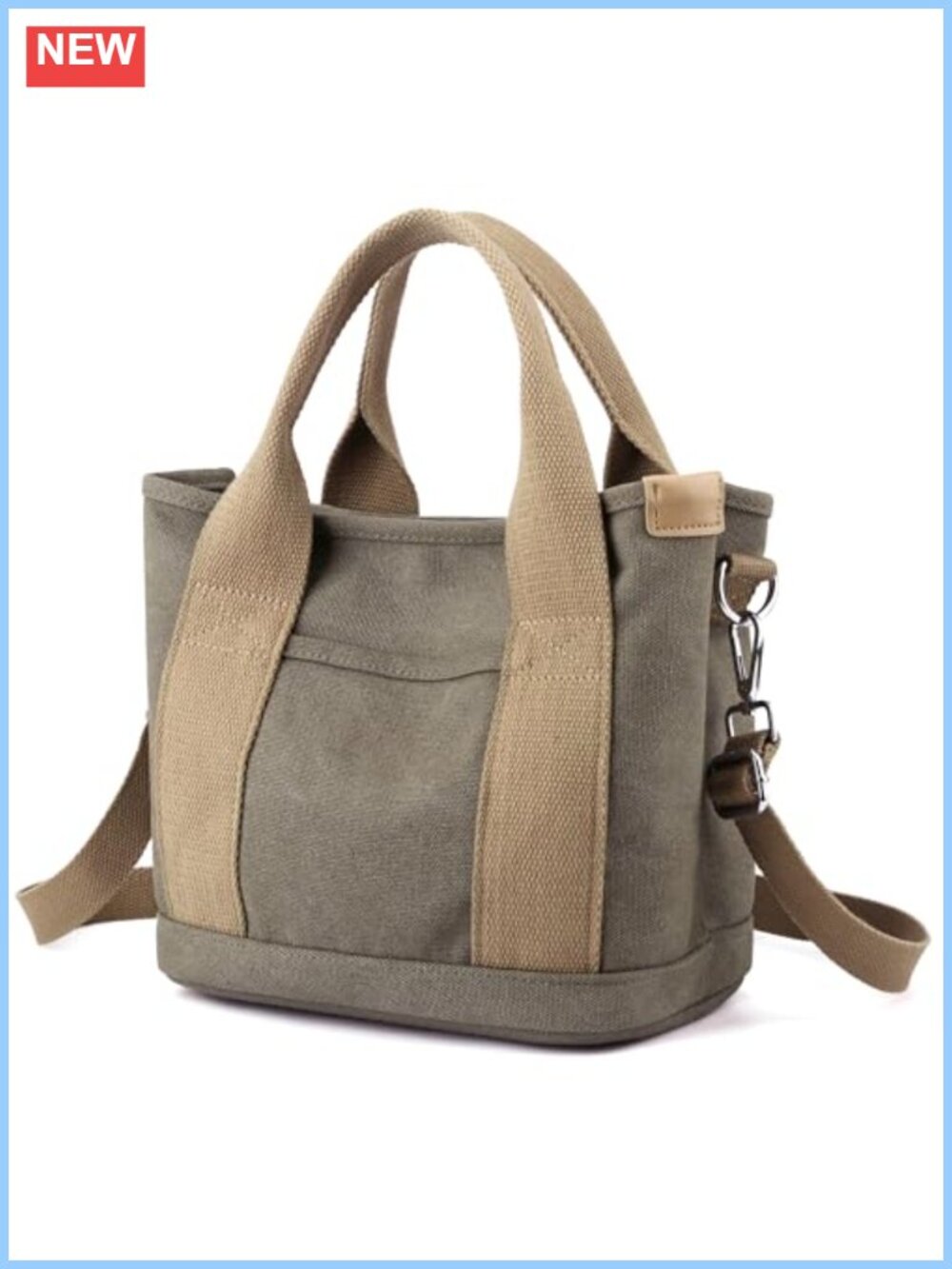 Canvas Small Tote Bag with Zip Crossbody Shoulder Hobo Satchel with Adjustable